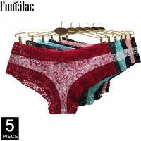 Sexy Spitze Frauen Höschen Baumwolle Unterwäsche Mädchen Bogen Slips Neue Damen Bikini 5 Teile/satz