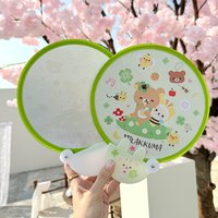 Rilakkuma Folding Round Fan Clover Bear Print Portable Lightweight Easy Carry Outdoor Travel Cooling For Adult Women Daily Use