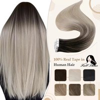 Bande entièrement brillante dans les Extensions de cheveux humains réels couleur ombrée trame de peau Blonde naturel Remy adhésif de trame de peau de cheveux humains pour Salon