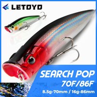 LETOYO Floating Fishing Lures 8.5g 16g Artificial Laser Coating Hard Baits Topwater Poppers Bass Pike Wobbler Popper Lure