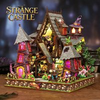 DIY Wooden Strange Castle House Figurines Miniatures Bookend Assembled Houses for Friends Birthday Gifts Home Decoration