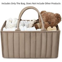 Large Capacity Baby Diaper Organizer Floral Beige Multifunctional Nursery Storage Basket Portable Multi-Pocket