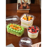 Disposable round Mousse Cake Cup Tiramisu Box Double Skin Milk Wood Pudding Yogurt Baking Packaging Box Pastry Shop Stall