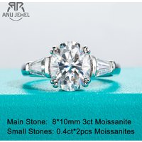 AnuJewel 3.8cttw Oval Cut D Color Moissanite Diamond Engagement 925 Sterling Silver Rings For Women Jewelry Wholesale