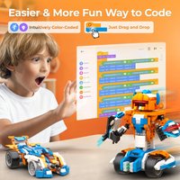 Apitor Robot X 12-in-1 STEM Technic Coding Robotic Toys, 600 Pieces DIY Electronic Monster Truck Building Kit, Educational Toys