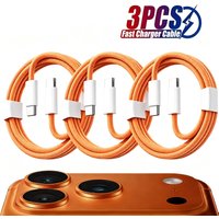 3PCS 60W Fast Charger Cable For iPhone 17/16/15 Pro USB C to Type C Charging Color Braided Data Cable For Huawei Xiaomi Samsung