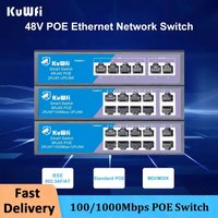 KuWFi POE Switch 4/8 Ports 100Mbps Network Ethernet Switch with Fast RJ45 POE & Uplink Port for IP camera/Wireless AP