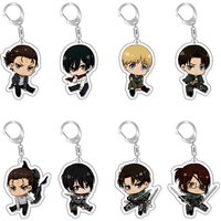 Eren Yeager Hange Zoë Anime KeyChain Mikasa Ackerman Men Key Chain for Women Cartoon Cosplay Figure Acrylic Keyring Pendant Gift