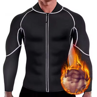Men Sauna Sweat Jacket Shapewear Workout Weight Loss Long Sleeves Waist Trainer Body Shaper Gym Fitness Zipper Undershirt Tops