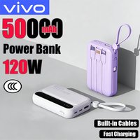 VIVO 50000mAh Power Bank 120W Super Fast Charging 4 in1 Cables With LED Digital Display Powerbank For iPhone Huawei Samsung 2026