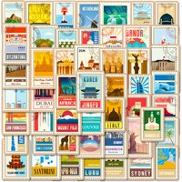 10/25/50pcs Travel World Landmark Stickers Post Stamp Style for Suitcase Notebook Guitar Laptop Phone Stationery Water Bottle