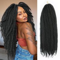 Alibaby Marley Hair for Twists 18 Inch Long Afro Kinky Marley Braids Hair Kanekalon Synthetic Crochet Braiding Hair Extensions