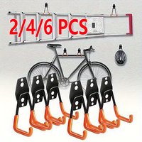 2/4/6Pcs Heavy-Duty Garage Hooks Set - Wall Storage for Ladders, Bikes, Tools. Save Space!