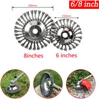 Upgrade 6/8 Inch Weed Brush Cutter Head Lawn Mower Universal Grass Trimmer Head Steel Wire Wheel Brush Garden Trimmer Head