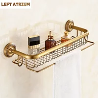 Antique bathroom towel storage rack multifunctional all copper bathroom cosmetics rack wall mounted storage rack bathroom shelf