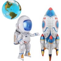 3D Astronaut Foil Balloon Rocket Balloons Space Ballons For Boy Kids Astronauta Universe Series Outer Space Birthday Party Decor