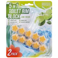 5In1 Twin Toilet Rim Block Lime, Long-Lasting Hygiene Cleaner for Toilet Bowl