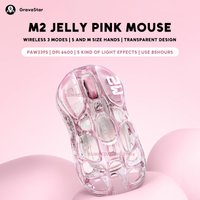 GravaStar Mercury M2 M1 jelly Pink Wireless Gaming Mouse PAW3395 Bluetooth Lightweight Hollowed Out RGB E-sport Gamer Mice Mouse