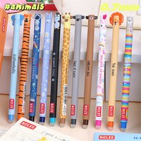 11pcs Animal Erasable Pen 0.7mm Blue Friction Erasable Neutral Pen Pullover Pen Stationery Writing Drawing Error Erasable Pen