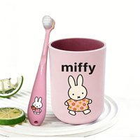 Cute Miffys Bunny Water Cup Toothbrush 2pcs Set Cartoon Rabbit Mouth Rinsing Cups for Boy Girl Bathroom Toothbrush Holder
