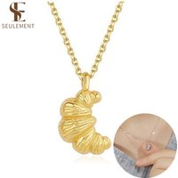 Seulement Creative Croissant Pendant 45CM O Chain Necklace for Women Fashion Stackable Sweater Chain Daily Jewelry