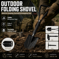 Outdoor Folding Shovel 50Mn Manganese Steel Camping Shovel 3in1 Tactical Spade Portable Entrenching Tool for Survival Emergency