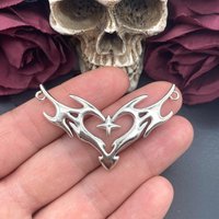 3pcs 58*35mm Y2K Punk Heart Connector Charm Tribal Flame Pendant Connectors for DIY Necklace Jewelry Making Accessories Supplies