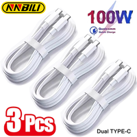 NNBILI 3Pcs Universal 100W Fast Charger USB C To Type C Quick Charging Cable Data Wire Cord For Samsung HUAWEI Xiaomi USBC Cabl