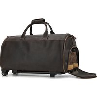 Men Genuine Leather Wheeled Suit Bag, 22in Crazy Horse Cowhide Rolling Duffel with Shoe Compartment Large Storage Handbag