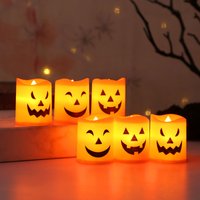 6pcs Halloween LED Ghost Pumpkin Candle Light Halloween Party Glowing Lamp for Home Bar Decoration Haunted House Horror Props