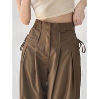 Brown Casual Wide Leg Workwear Pants Women's Autumn Spring American Retro Style Coffee Color Small Size High Waist Trousers