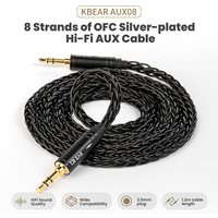 KBEAR AUX08 2 pin iem cable 3.5MM to 3.5MM 8 strands OFC Silver-Plated Cable 1.2M Android/iOS/Windows/Mac/Linux Earphone cable