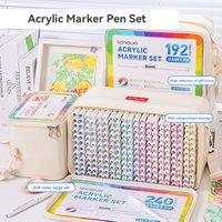 LANGUO 240 Colors Direct Liquid Acrylic Marker Pens Set with Replacement Tips Student DIY Graffiti Brush Drawing Painting Pens