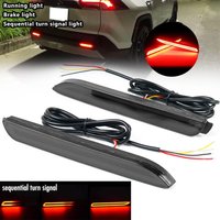 Car LED Rear Bumper Reflector Lamp Rear Fog Lamp Running/Sequential turn signal/Brake Light Smoked Lens For Toyota RAV4 Camry