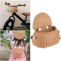 Wicker Baskets Kids Basket Wicker Basket Front Bicycle Storage Basket Wicker Straw Backpack Multi-use Picnic Basket for Girl Boy