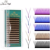 GLAMLASH Farbige Wimpern Y Braun Blau Lila YY-Form Wimpernverlängerung 0,07 C/D Natürliches weiches synthetisches Nerzblüten-Make-up-Tool
