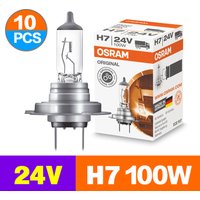 OSRAM Original Headlight Lamps 24V H7 10PCS 100W 62250 PX26d Trucks Bulbs Bus Low Beam High Beam Super Bright 3200K