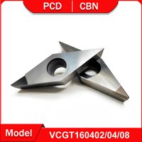 2PCS CNC Turning Tool VCGT160402 VCGT160404 VCGT160408 CBN Tool Machining Hard Iron and Cast Steel PCD for Aluminum Copper VCGT