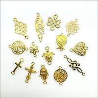 New Cross Flower Animal Connectors Retro Gold Plated For Bracelets Charms Making Jewelry