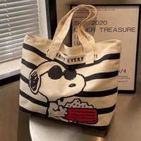 Women's Bag Cartoon Snoopy Canvas Bag Fashion Popular New Large Capacity Tote Bag Simple and Versatile Shoulder Bag