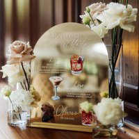 Gold Mirror Arched Bar Sign - Wedding Signature Drinks Sign - Reception Drink Station Decor - Elegant Wedding -Wedding Accessory