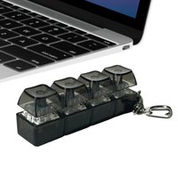 4 Keys Mechanical Keyboard Toy Light Up Stress Relief Fidget Button Clicker Fidget Keychain Keyboard Keychain Finger Keyboard