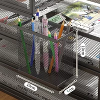 Large-capacity Metal Pen Holder Wall Mounted Storage Box Office Desktop Student Pen Bucket Pen Holder Children's File Rack Girls