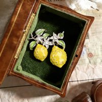 Baroque-style Luxury Lemon Fruit Design Brooch for Men and Women, Jewelry and Accessories