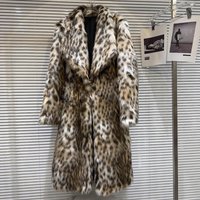 Frauen Faux Pelz Lange Mäntel Jacken Drehen Unten Kragen Leopard Print Mantel Dicke Warme Y2k Streetwear Jacke Oberbekleidung Herbst Winter