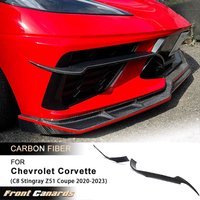 Carbon Fiber Car Front Bumper Fins for Chevrolet Corvette C8 Stingray Z51 Coupe 2-Door 2020-2023 Front Air Vent Trim Canards FRP