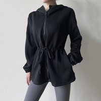 Women's Tracksuit Jacksts Long-sleeved Casual Fitness Coats Yoga Tops Loose Full-zip Hooded Running Jackets Workout Sweatshirts