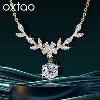 OXTAO Light Luxury Floral-Style Moissanite Necklace 2CT VVS1 14K Gold Filled for Women Pendant Necklace Romantic Wedding Jewelry