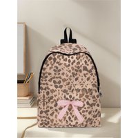 Leopard print bow pattern backpack, new model for 2025, casual travel backpack, lightweight and simple casual travel backpack
