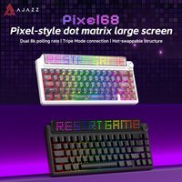 AJAZZ Pixel68, Weiße Peach-Schalter, Schwarze seitlich bedruckte Tastenkappen, Dreifachmodus, Dot-Matrix-Bildschirm, RGB, Hot-Swap, Dual 8K Polling Rate